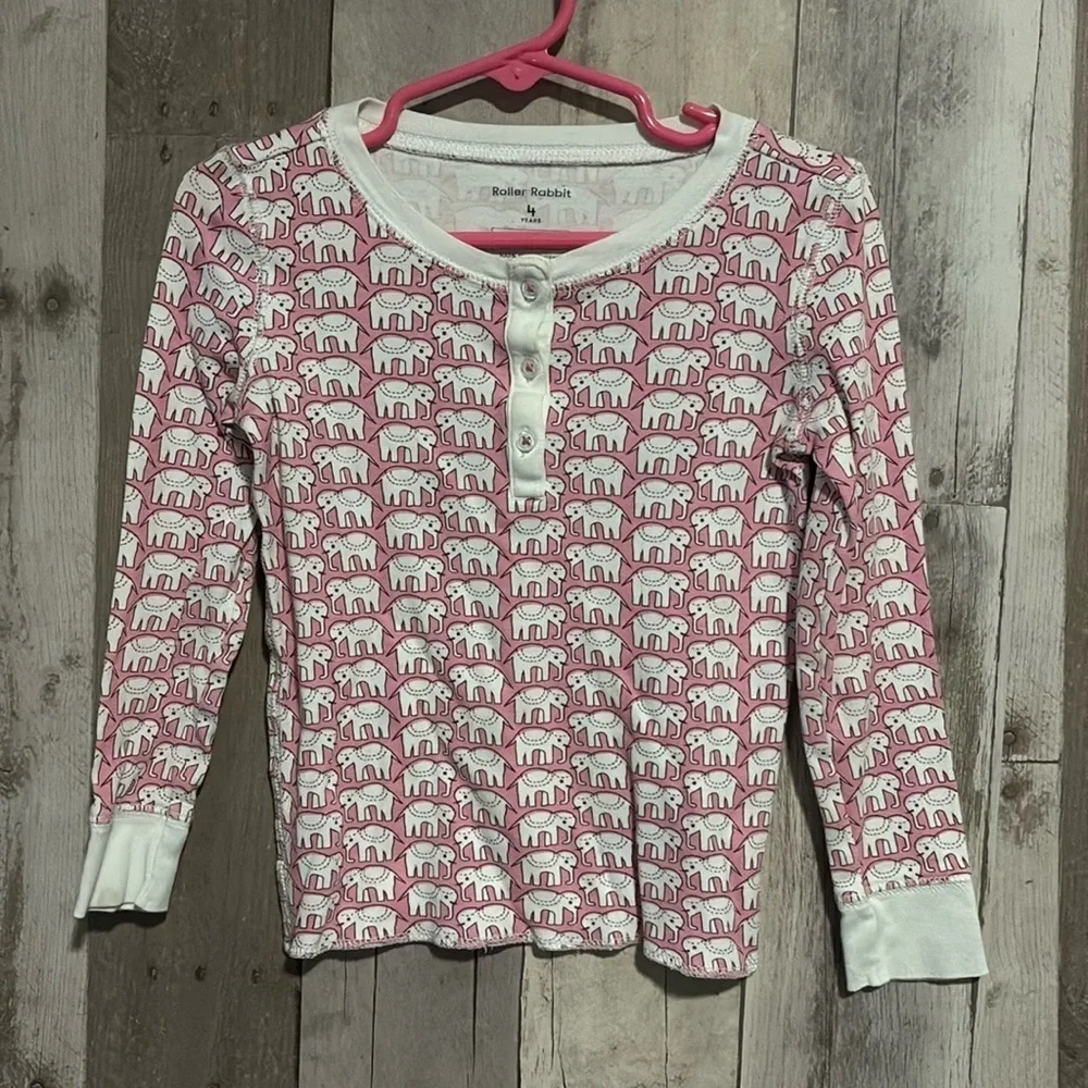 Roberta Roller Rabbit Pink Elephant & Pink Pineapple Sleep Top lot size 4